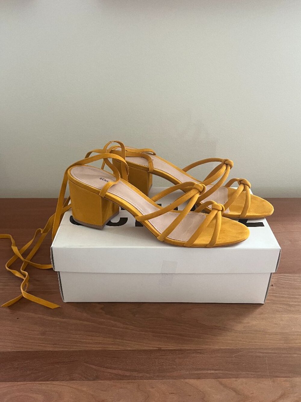 Schutz Francys Ankle Wrap Heel Size 39.5 in color New Sunshine